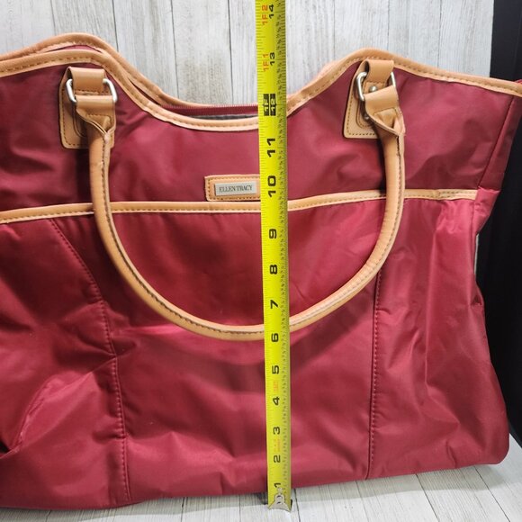 Ellen Tracy Laptop Tote Shoulder Handbag RED Zip Closure - Picture 7 of 8